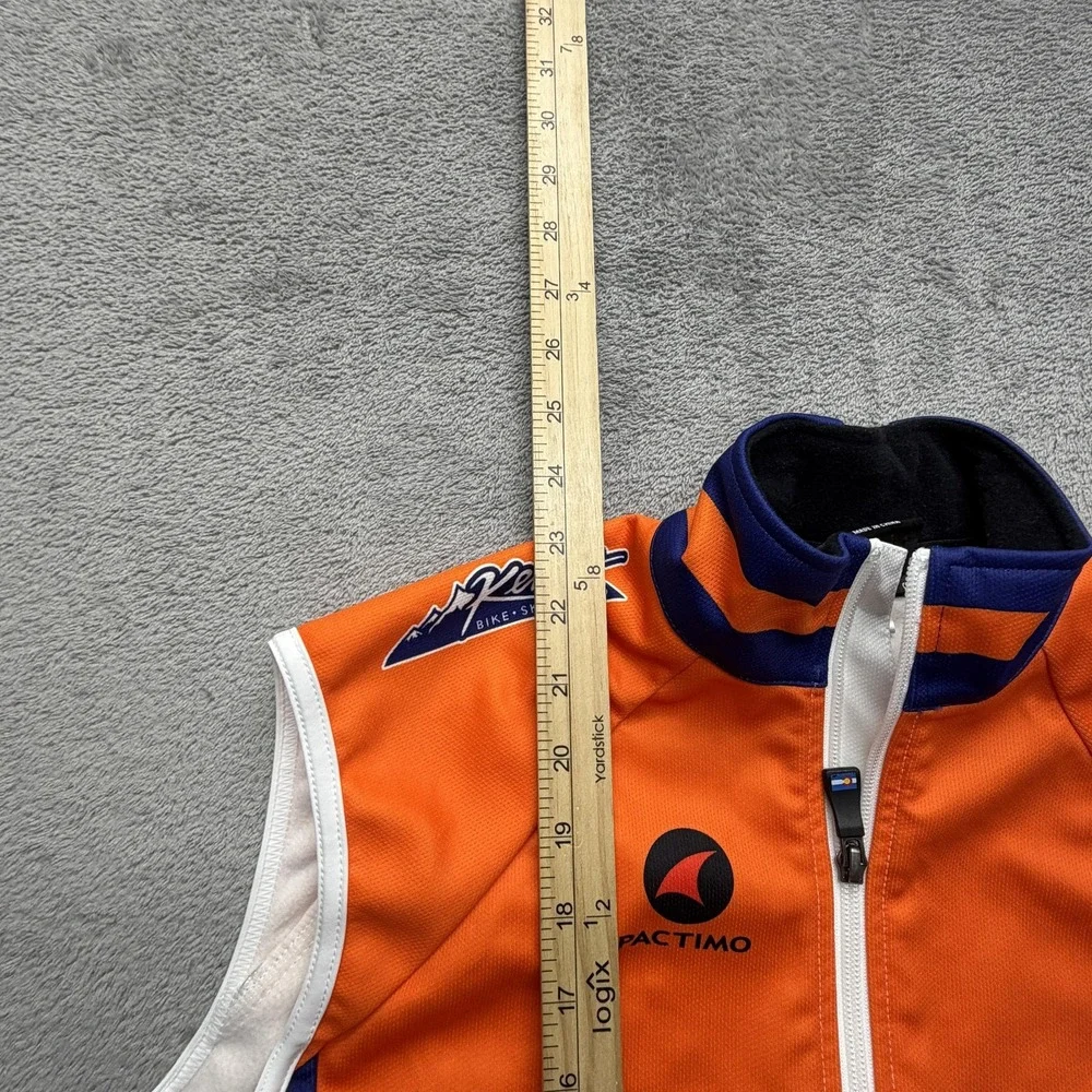 Pactimo Cycling Vest Mens Small Orange Blue Davis Bike Club Race Team Full‎ Zip